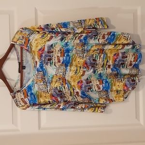 Karen Kane vibrant  jersey-knit top almost like a work of art NWT sizes 0X & 1X